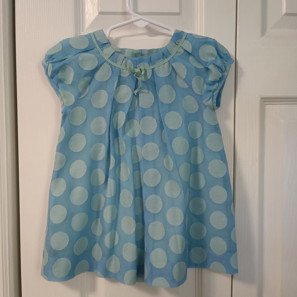 Zara Baby Teal Dress with Light Blue Dots